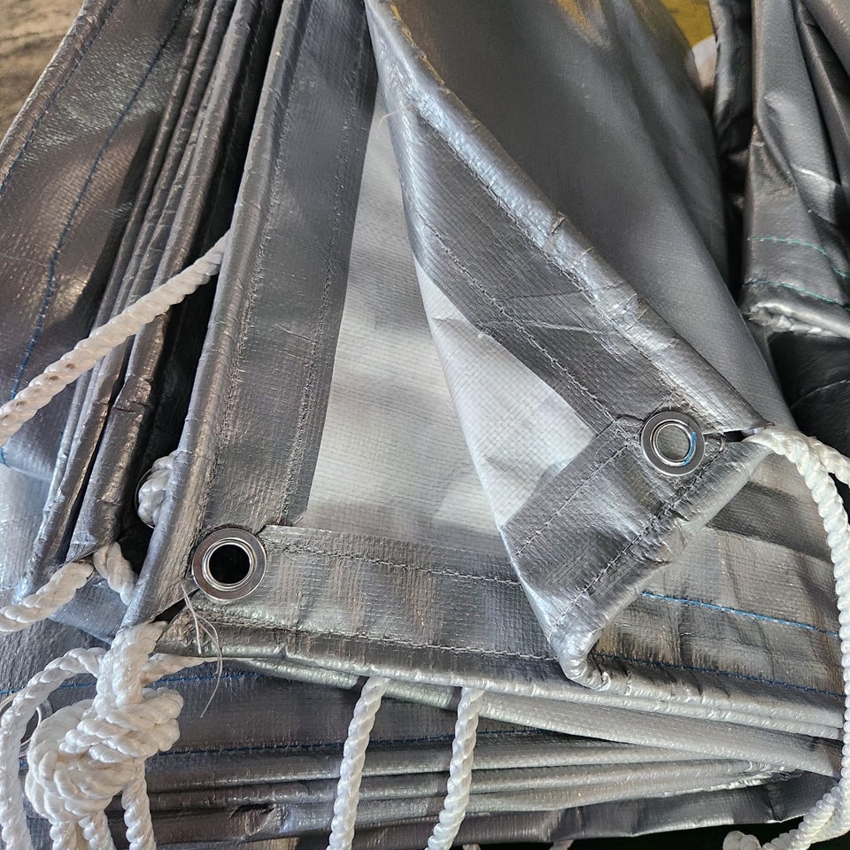 Bạt nhựa PE trắng xám che nắng mưa ngoài trời Bạt trắng xám nhũ bạc che nắng mưa