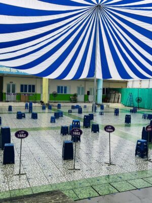 Bạt dù tròn sự kiện che nắng sân trường